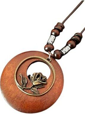 NEW Boho Leather Cord Necklace Handmade Choker Long Leather Chain Rose